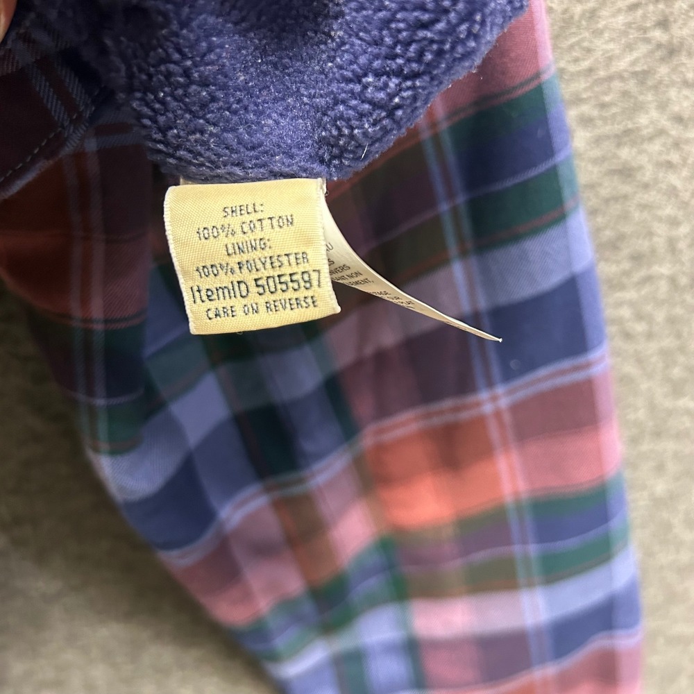 LL Bean Womens XS Fleece Lined Flannel Shirt Jacket Plaid Purple Pink 505597 - Picture 5 of 10